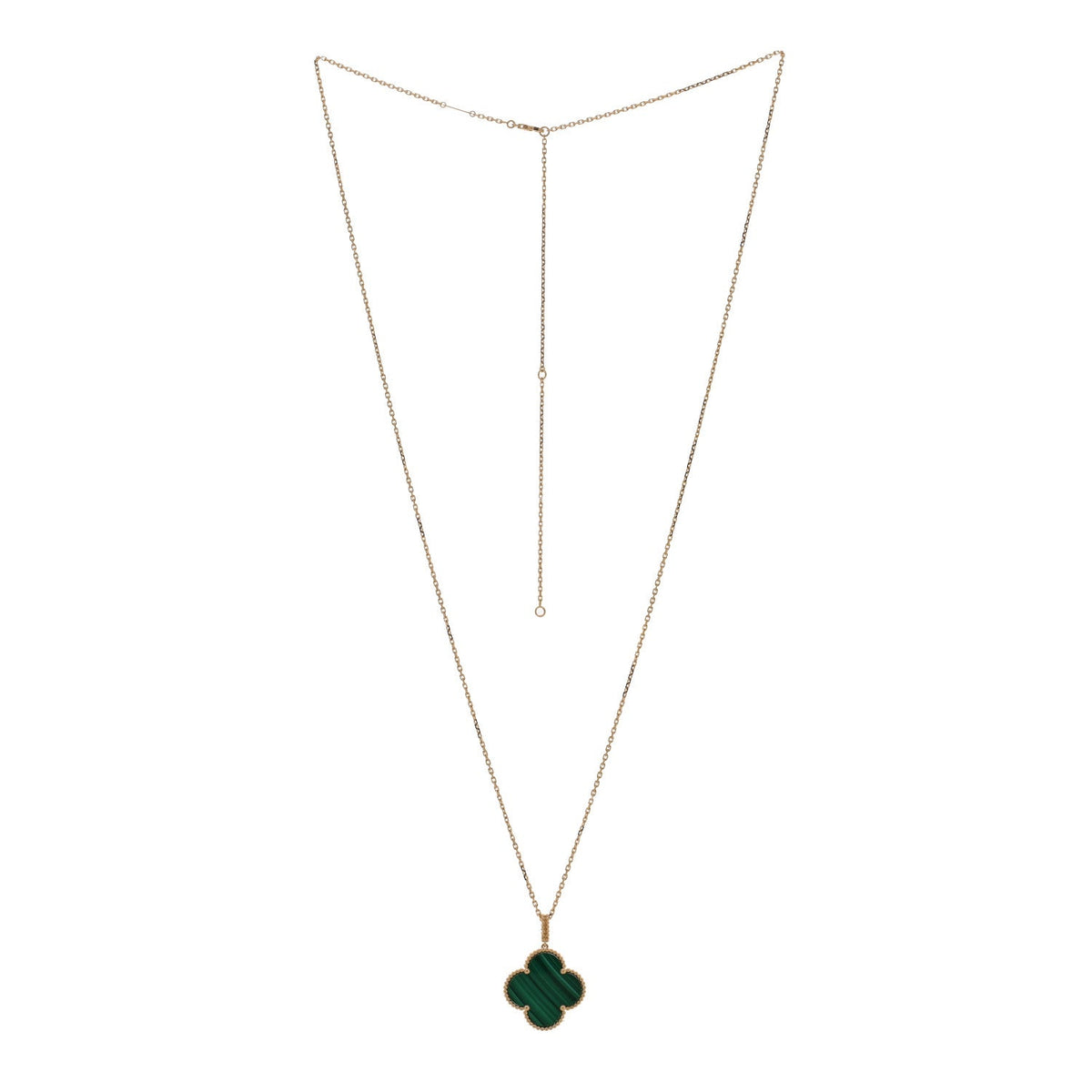 18K Yellow Gold Malachite Magic Alhambra Pendant Necklace
