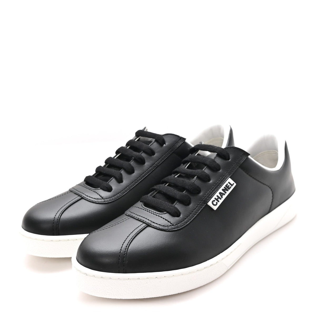 Chanel Calfskin Women's CC Sneakers 39.5 Black