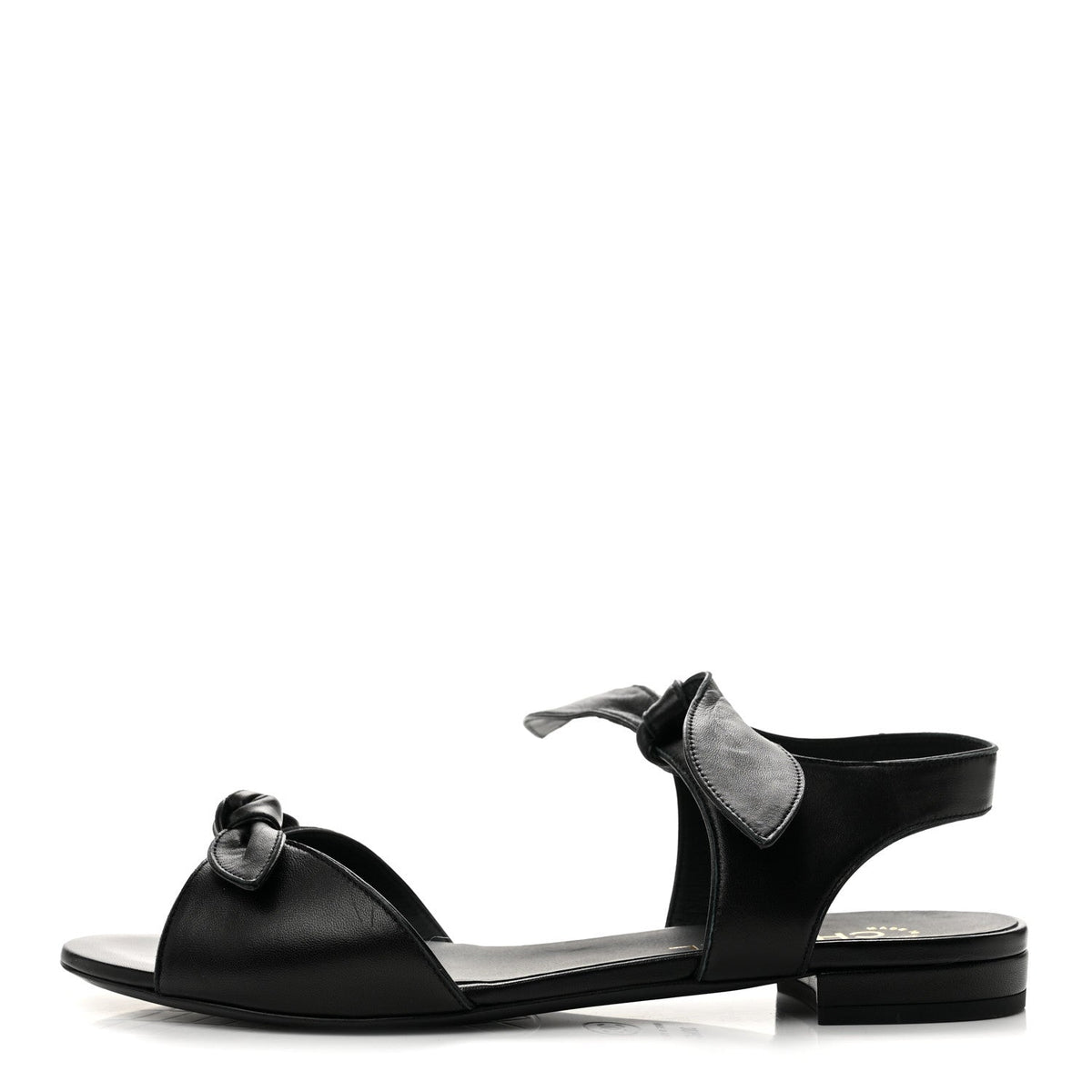Lambskin Bow CC Flat Sandals Black