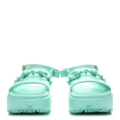 Gucci Rubber Isla Women's Sandals 37 Teal Cyan