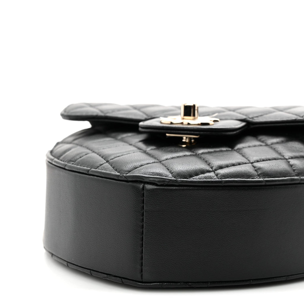 Chanel Lambskin Quilted Large CC In Love Heart Bag Black