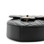 Chanel Lambskin Quilted Large CC In Love Heart Bag Black