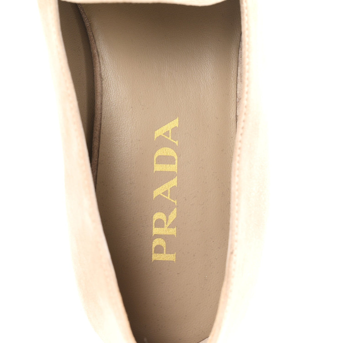 Prada Suede Calfskin Women's Metal Triangle Logo 10mm Loafers 38.5 Corda