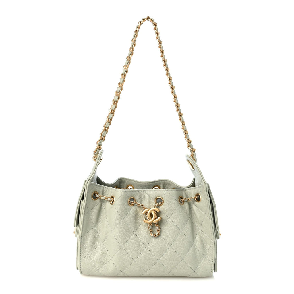Chanel Caviar Quilted Mini 25 Handbag Light Green