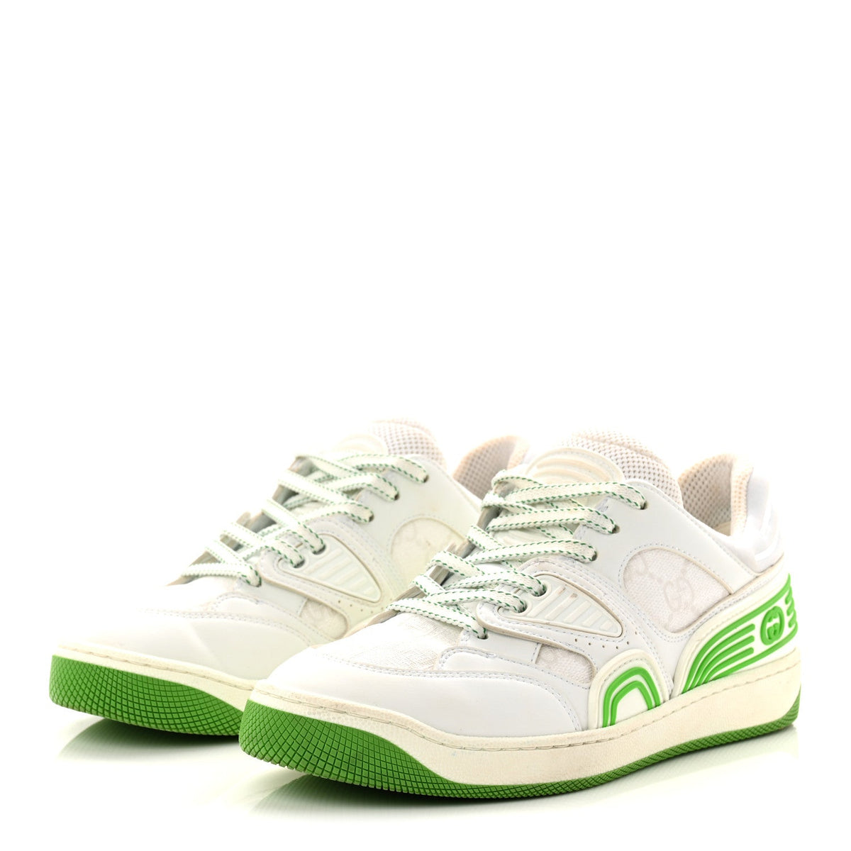 Gucci Demetra GG Supreme Monogram Women's Basket Low Top Sneakers 35 White Green