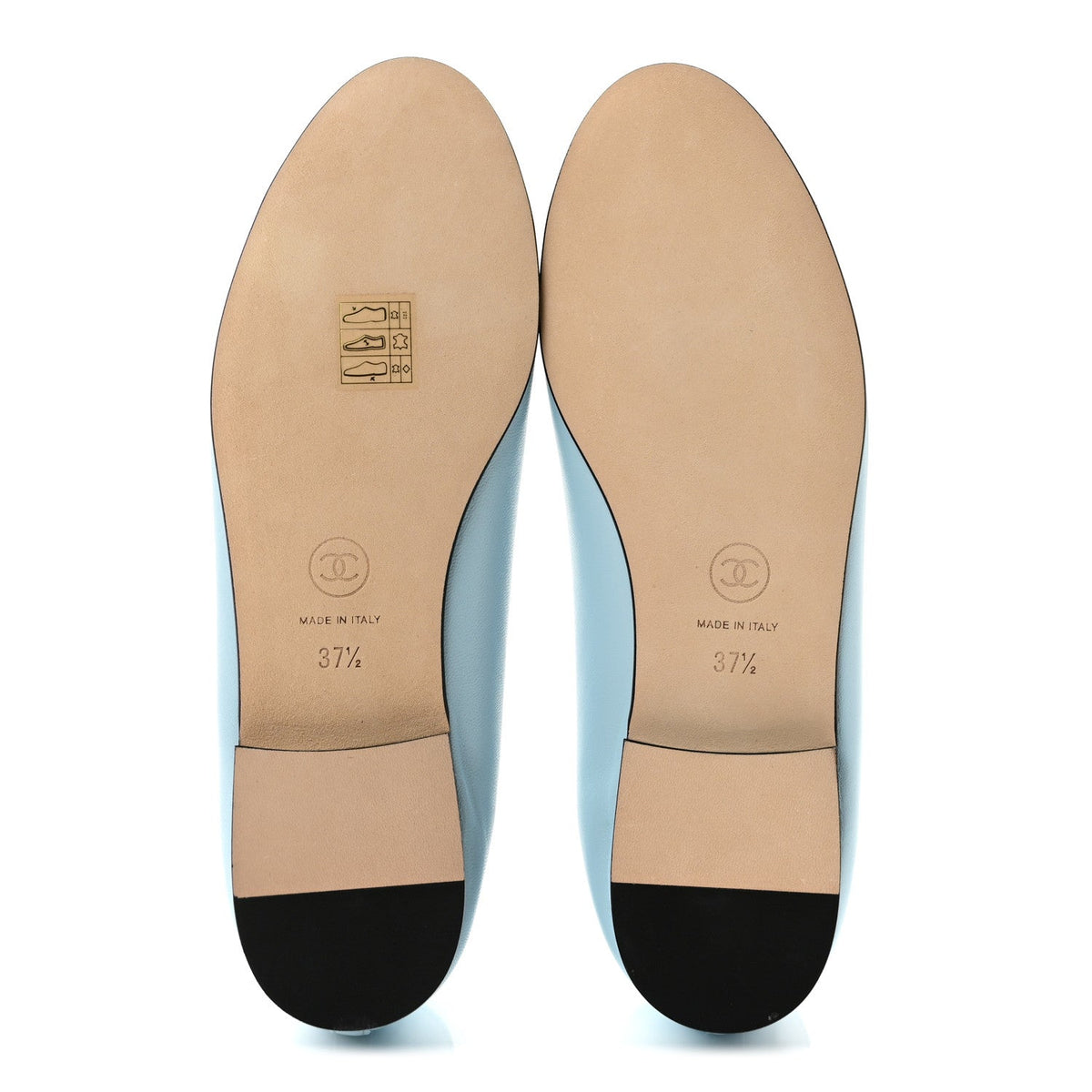 Chanel Lambskin Cap Toe CC Women's Ballerina Flats Light Blue Black