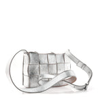 Bottega Veneta Metallic Lambskin Maxi Intrecciato Cassette Crossbody Bag Silver