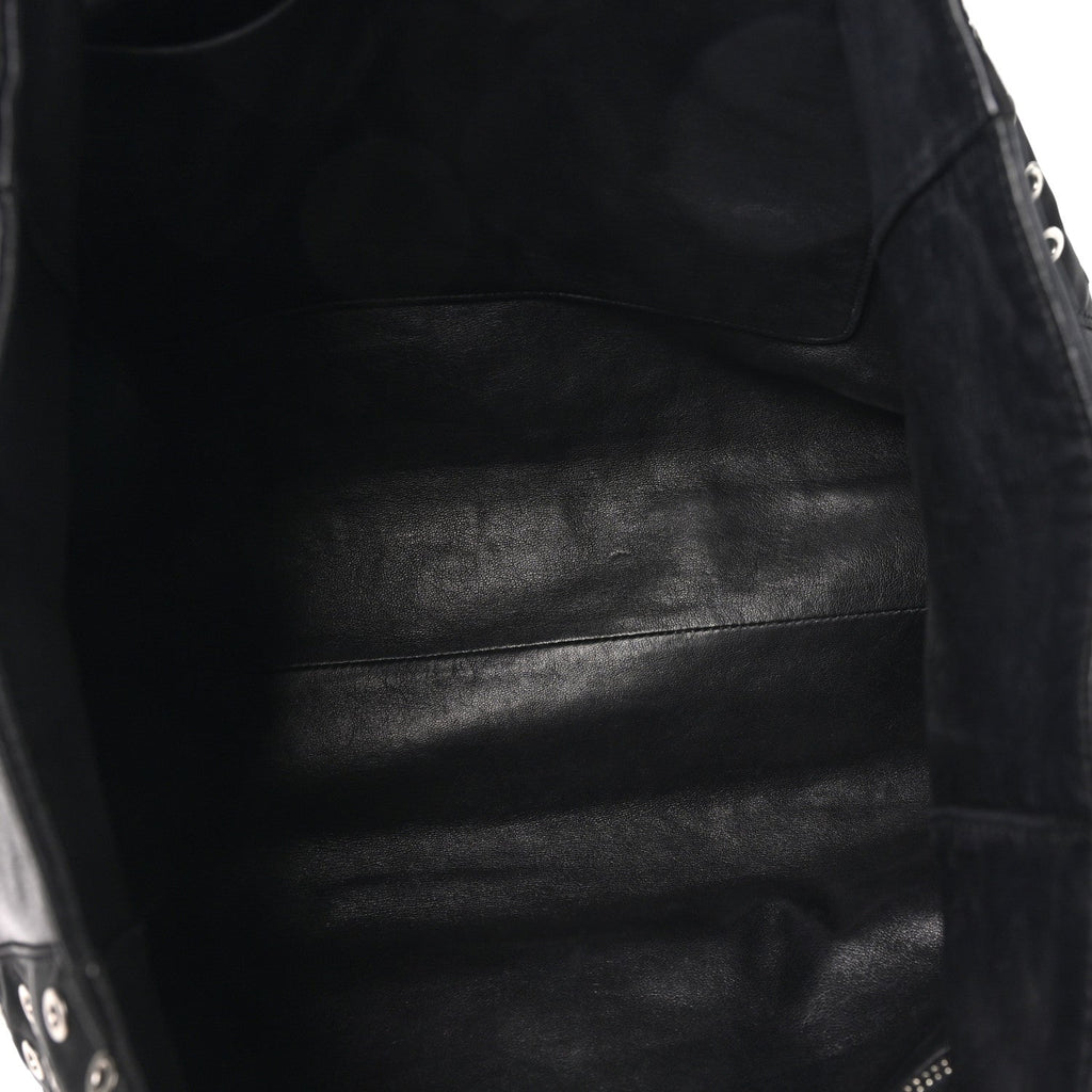 Prada Tessuto Nylon Calfskin Grommet Tote Black