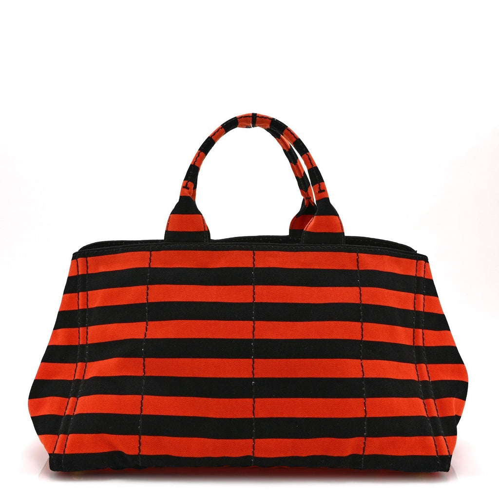 Prada Canapa Striped Tote Arancio