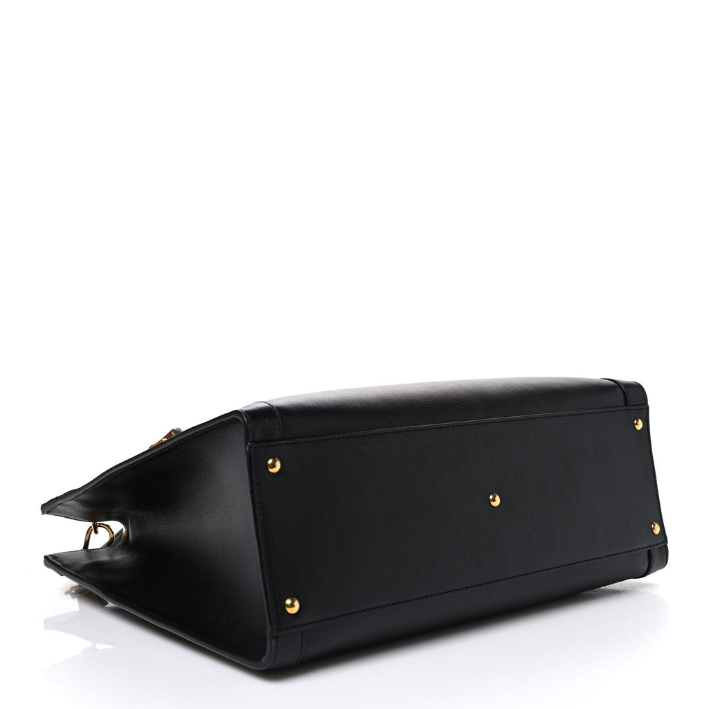 Gucci Calfskin Medium Diana Tote Bag Black Yellow Fluo