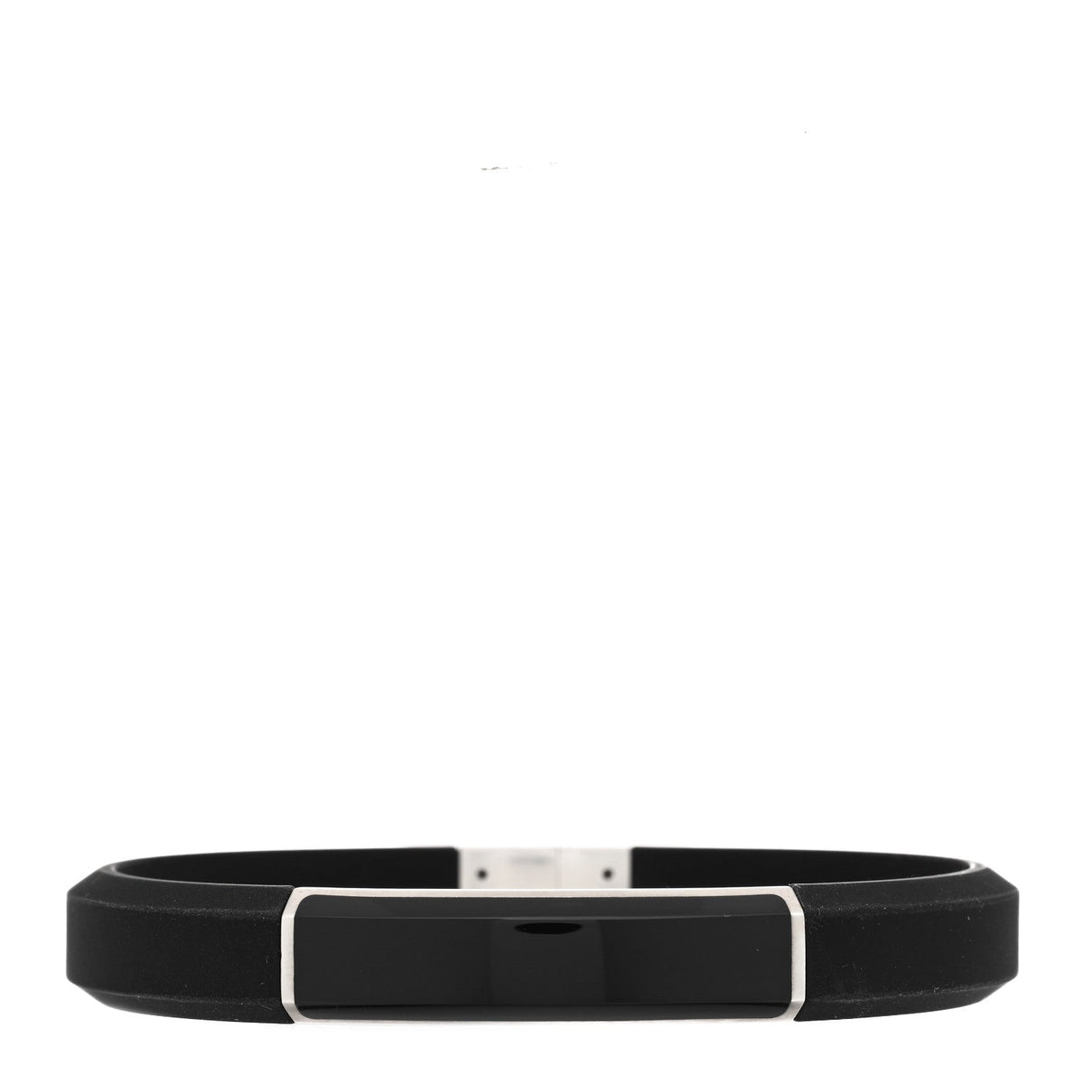 Sterling Silver Rubber Black Onyx Streamline ID Bracelet Black
