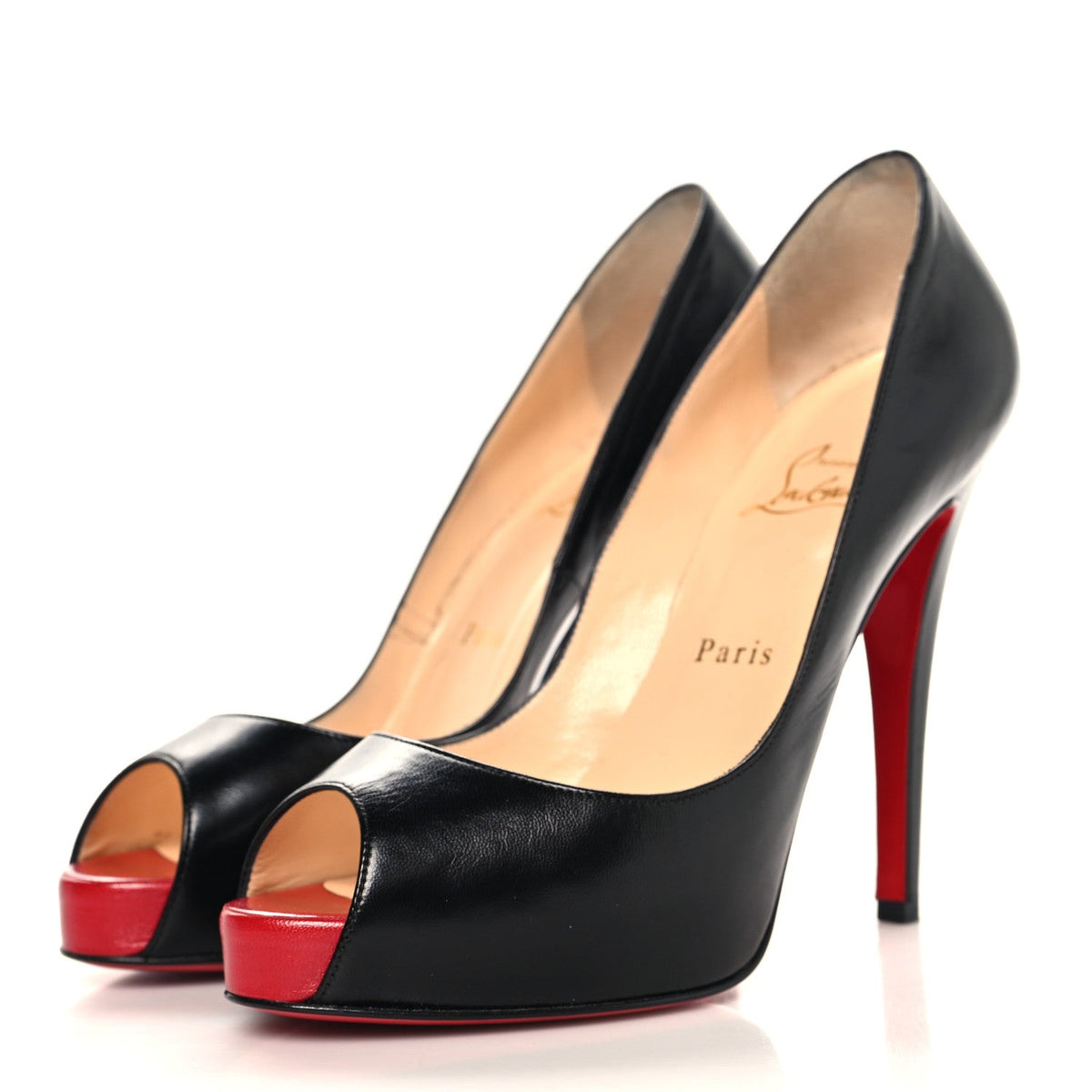 Christian Louboutin Leather Women's Kid Very Prive 120 Pumps 38.5 Black