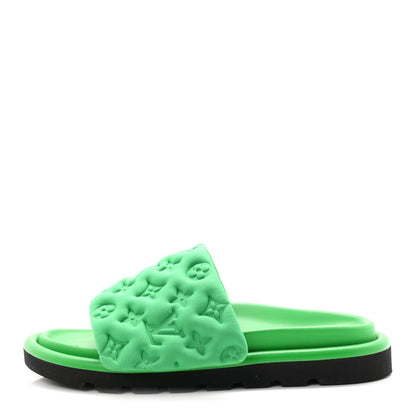 Louis Vuitton Technical Fabric Women's Pool Pillow Comfort Mules 41 Green