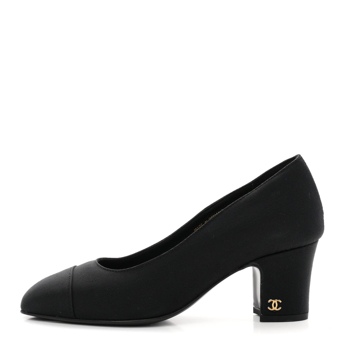 Chanel Grosgrain Women's Cap Toe CC Uniform Pumps 35 Black