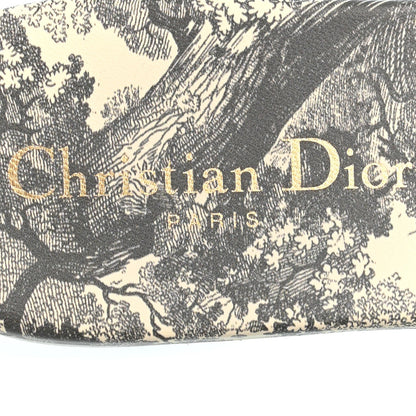 Christian Dior Canvas Women's Toile De Jouy Dway Flat Slide Sandals 37.5 Light Grey
