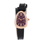 Bulgari 18K Rose Gold Calfskin Diamond 20mm Serpenti Double Wrap Watch Red