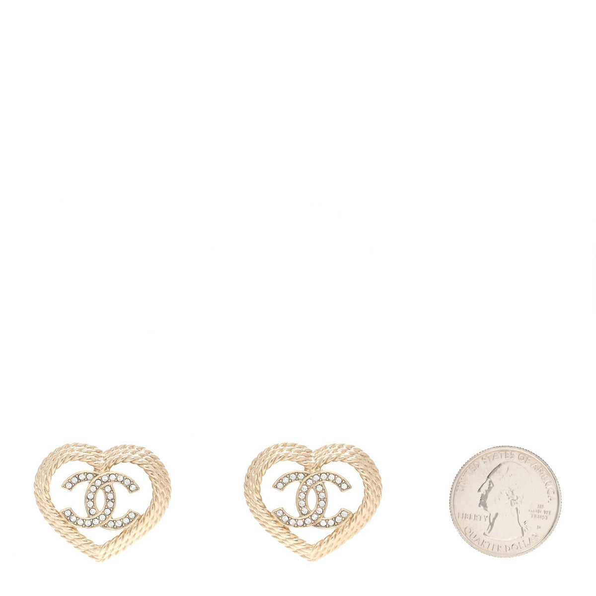 Crystal CC Twist Heart Earrings Gold