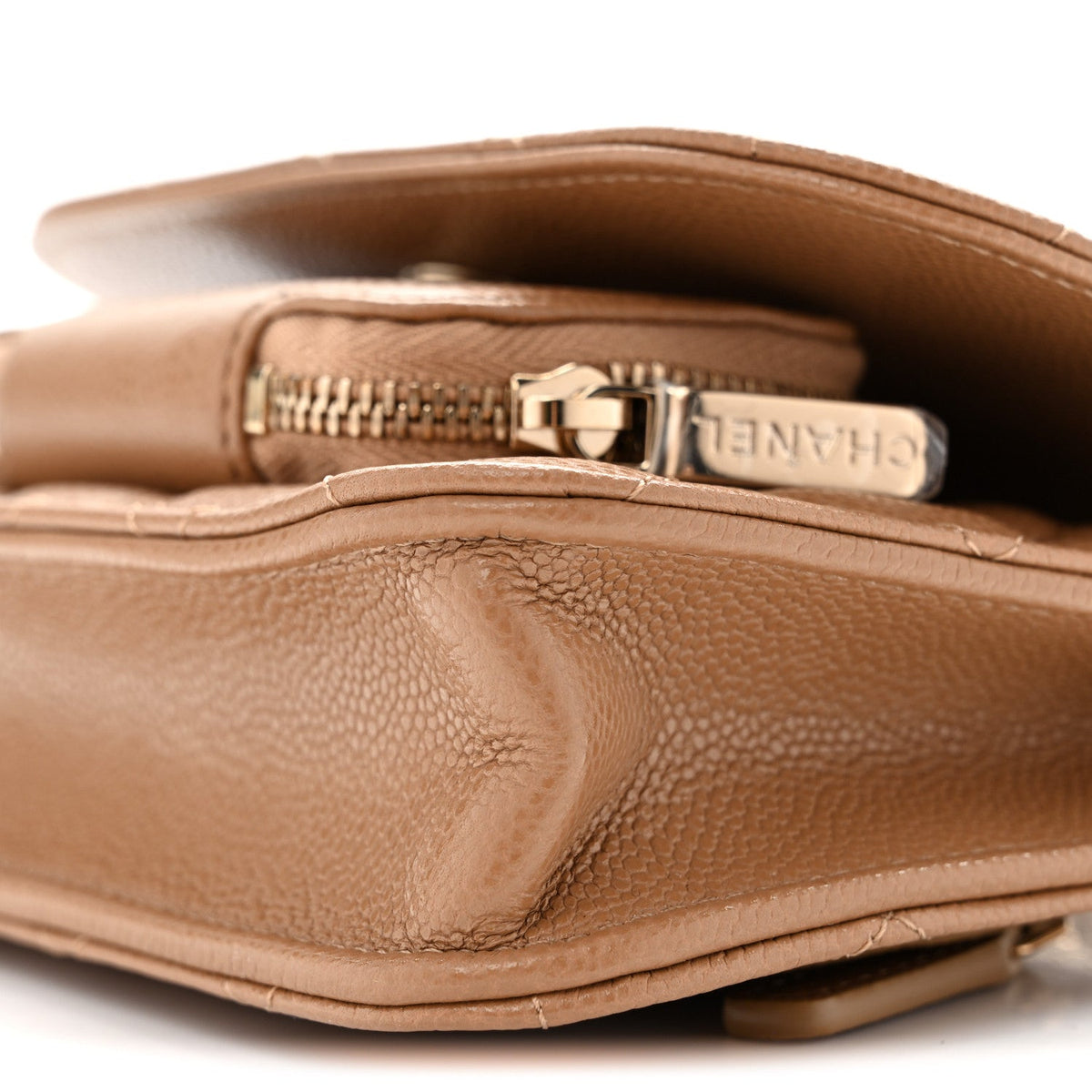 Chanel Caviar Quilted Business Affinity Clutch Dark Beige