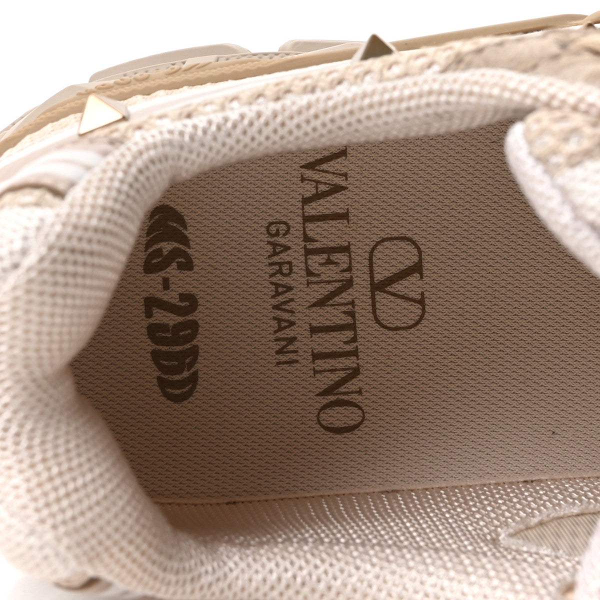 Valentino Garavani Mesh Calfskin Women's Rockstud Platform Sneakers 41 Poudre