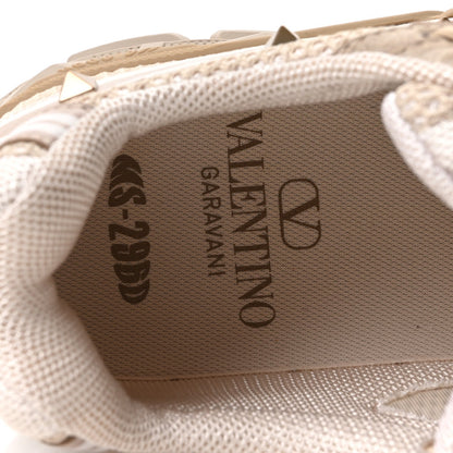 Valentino Garavani Mesh Calfskin Women's Rockstud Platform Sneakers 41 Poudre