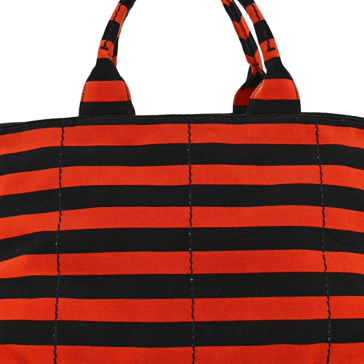 Prada Canapa Striped Tote Arancio