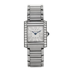 Cartier Stainless Steel Diamond Bezel 21mm Tank Francaise Watch Silver