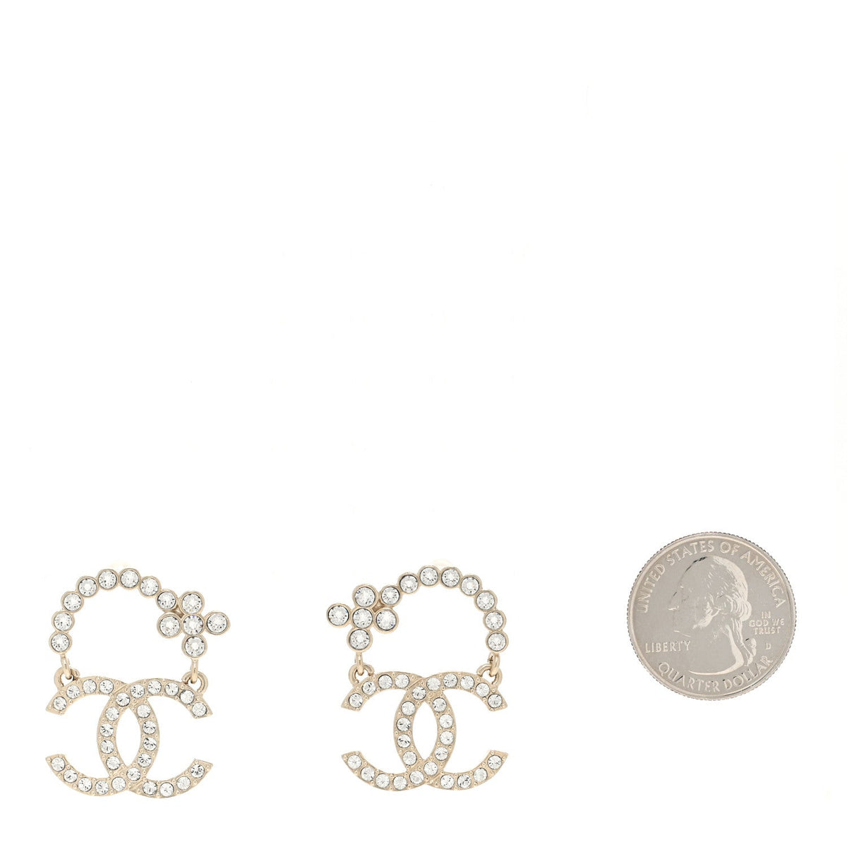 Crystal Flower CC Dangle Earrings Gold