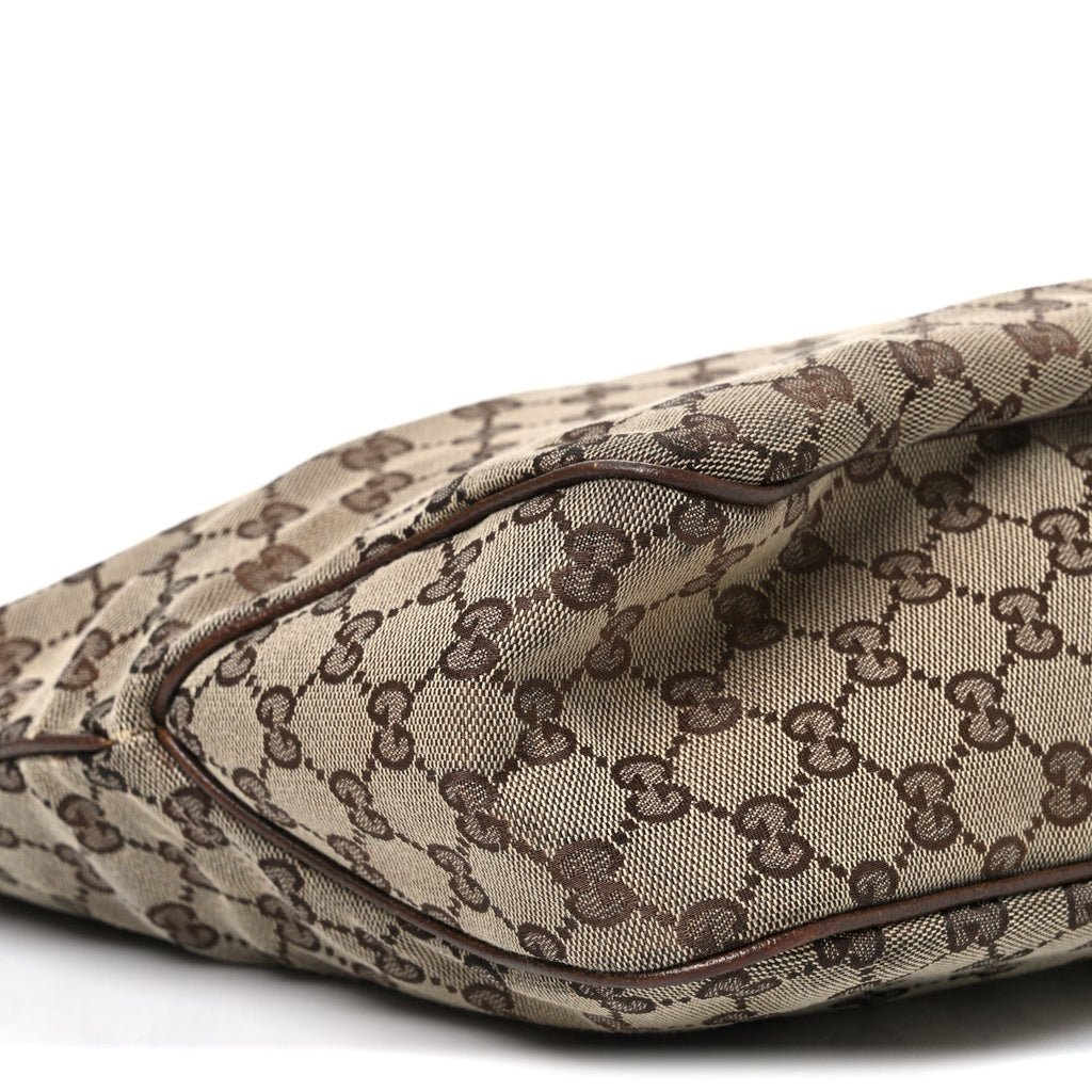 Gucci Monogram Canvas Piston Lock Tote Brown