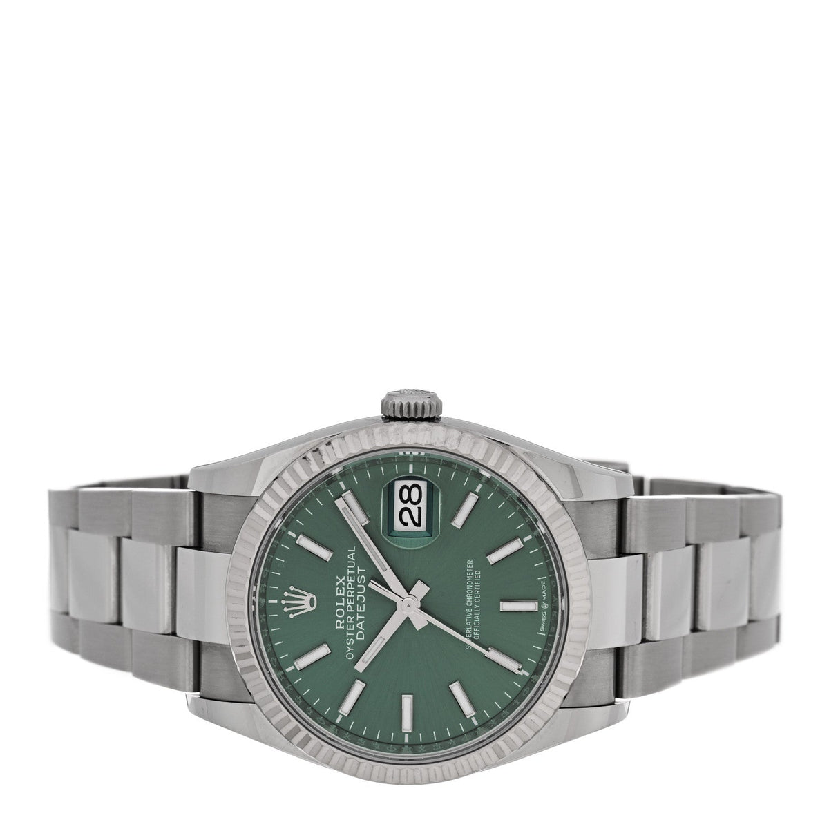 Rolex Stainless Steel 18K White Gold 36mm Datejust Watch 126234