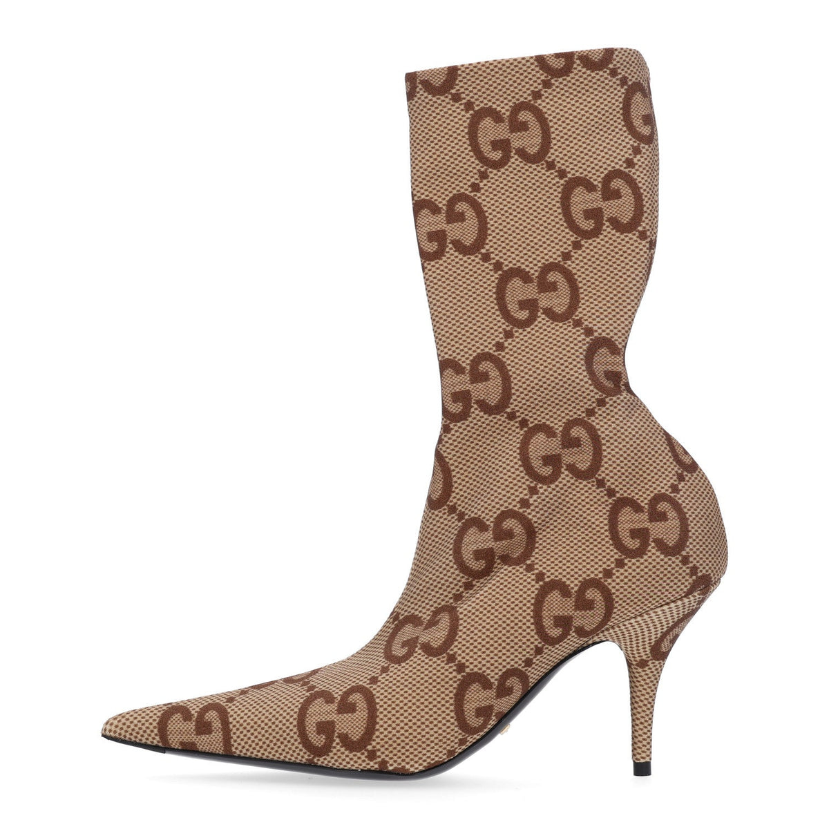X Jersey Maxi GG Monogram Crepe Knife Booties Camel Ebony