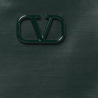 Valentino Garavani Canvas Calfskin VLogo Tote Natural Green