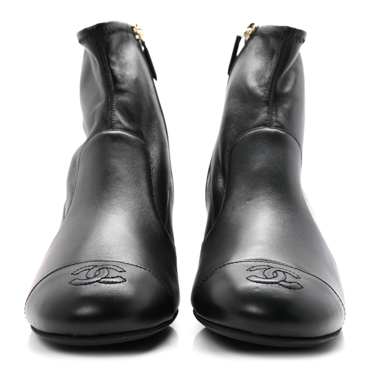Chanel Stretch Lambskin Women's CC Uniform Boots 40.5 Black