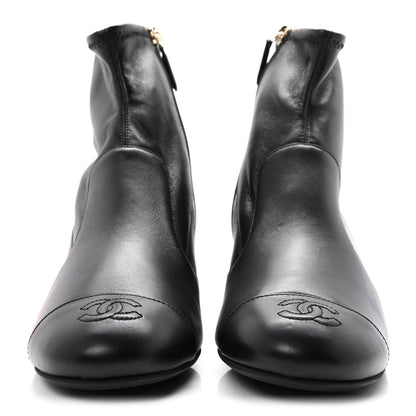 Chanel Stretch Lambskin Women's CC Uniform Boots 40.5 Black