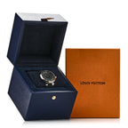 Louis Vuitton Stainless Steel Rubber Diamond 33mm Tambour Slim Quartz Watch Black