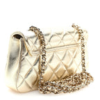 Chanel Metallic Lambskin Quilted Flap Phone Holder With Chain Gold