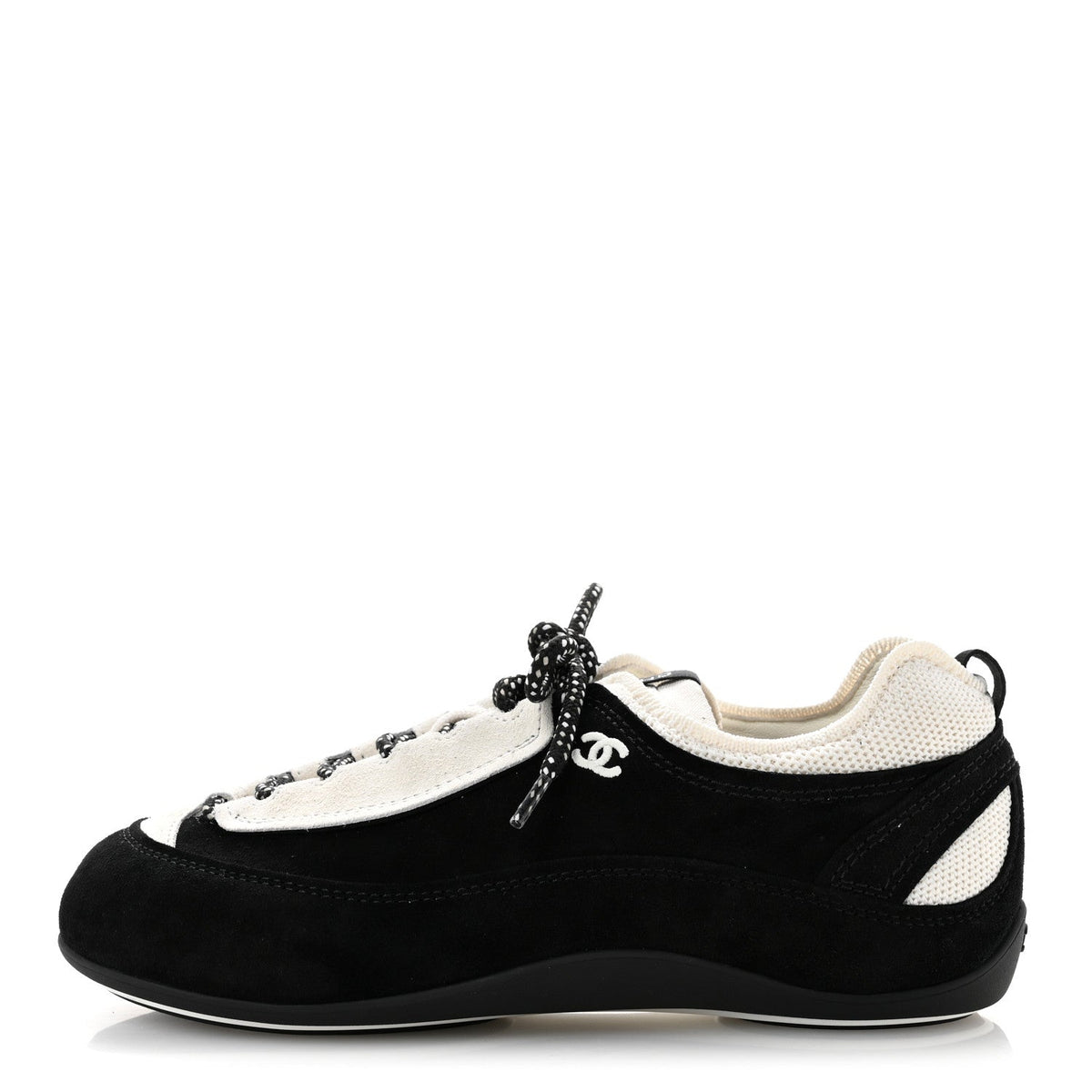 Velvet Calfskin Mixed Fibers Low Top CC Sneakers Black