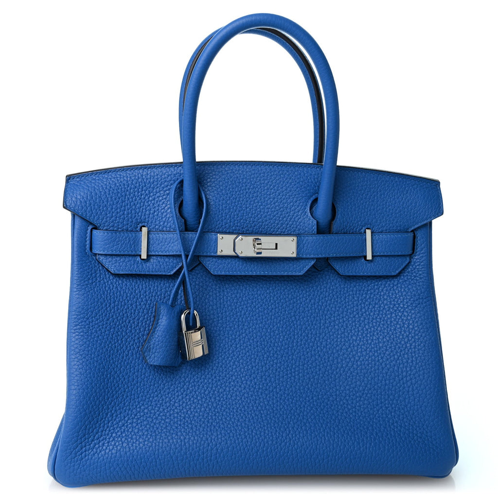 Hermes Taurillon Clemence Verso Birkin 30 Bleu Zellige Bleu Paradis