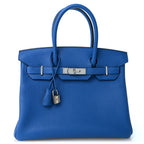 Hermes Taurillon Clemence Verso Birkin 30 Bleu Zellige Bleu Paradis