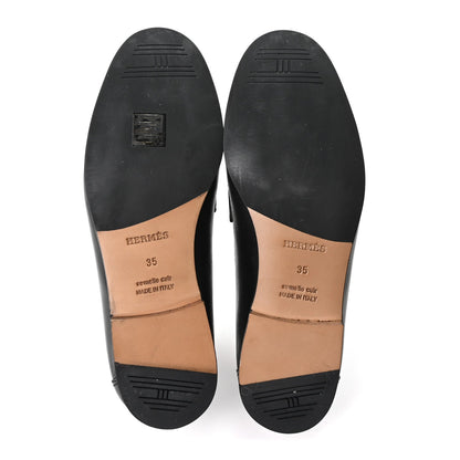 Hermes Calfskin Women's Colette Loafers 35 Black