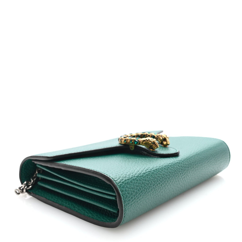 Gucci Calfskin Mini Dionysus Chain Wallet Emerald
