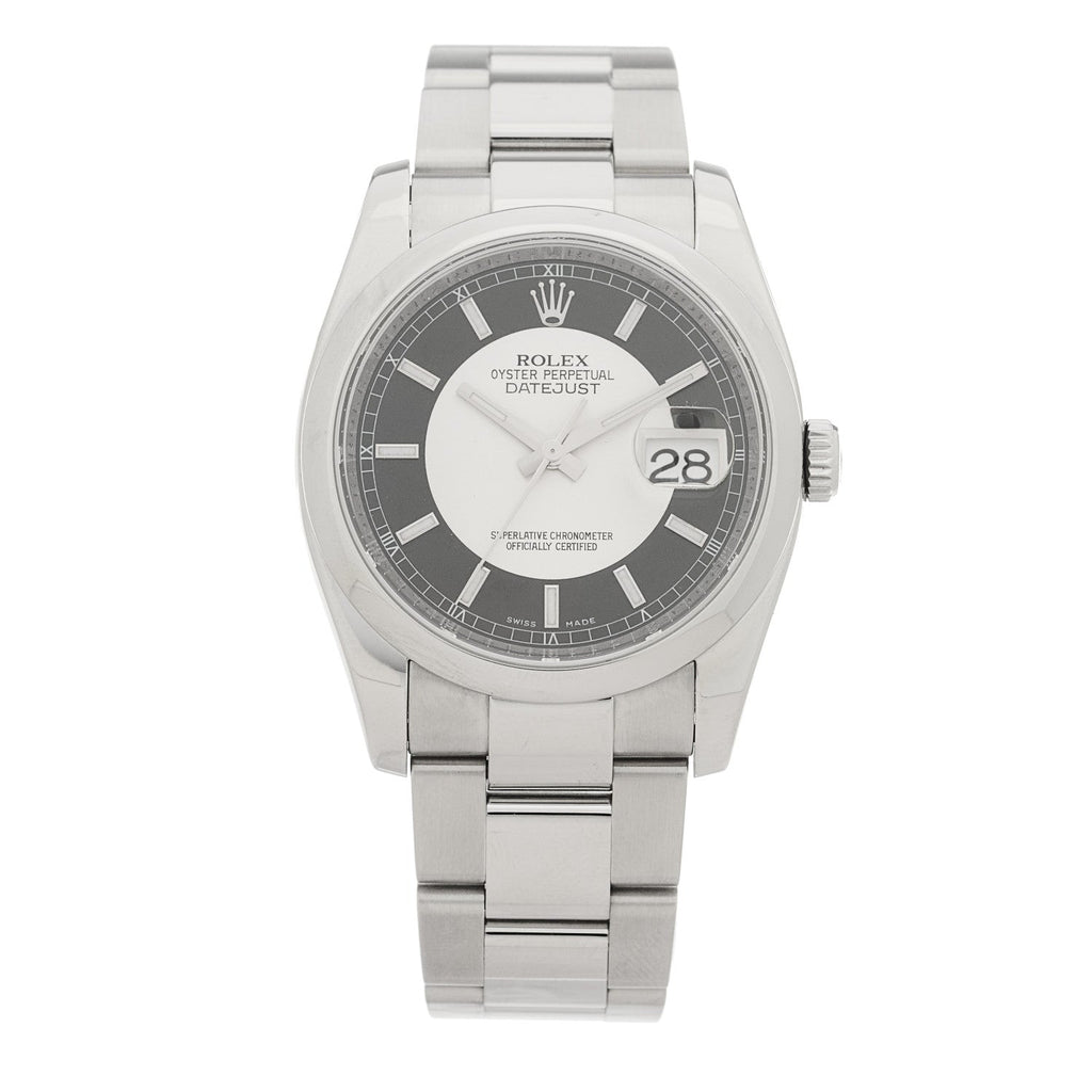 Rolex Stainless Steel 36mm Datejust Watch Tuxedo 116200