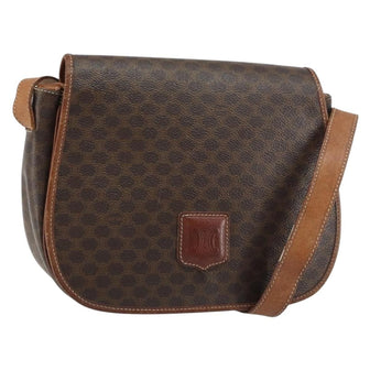 Vintage Saddle Flap Shoulder Bag Macadam Coated Canvas Small