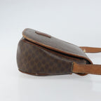 Vintage Saddle Flap Shoulder Bag Macadam Coated Canvas Small