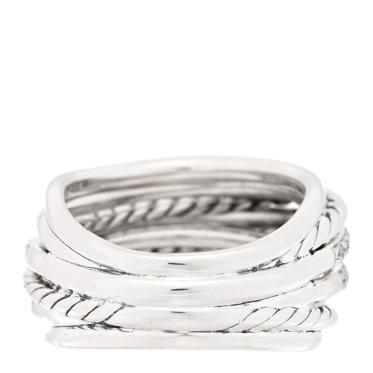 Sterling Silver Diamond 18mm Wide Crossover Ring 54 7