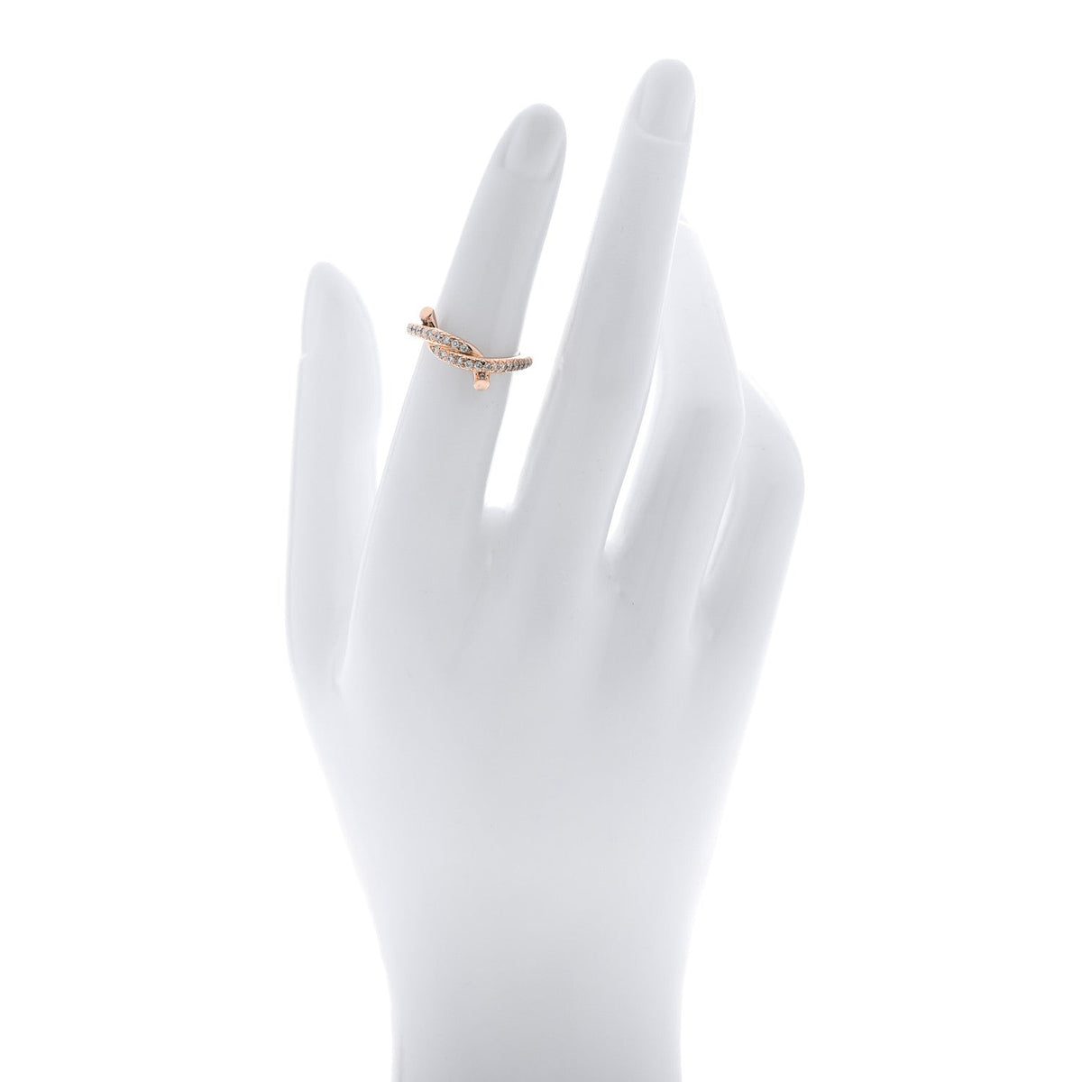 18K Pink Gold Diamond Entrelaces Ring 48 4.5