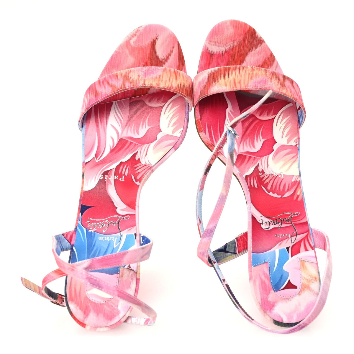 Christian Louboutin Satin Women's Miss Z 80 Sandals 39.5 Multi Lin