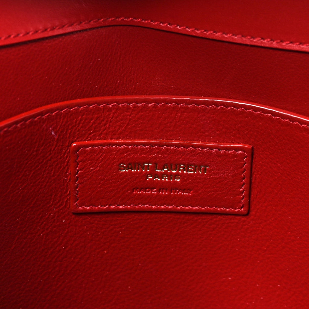 Saint Laurent Smooth Calfskin Manhattan Shoulder Bag Rouge Eros