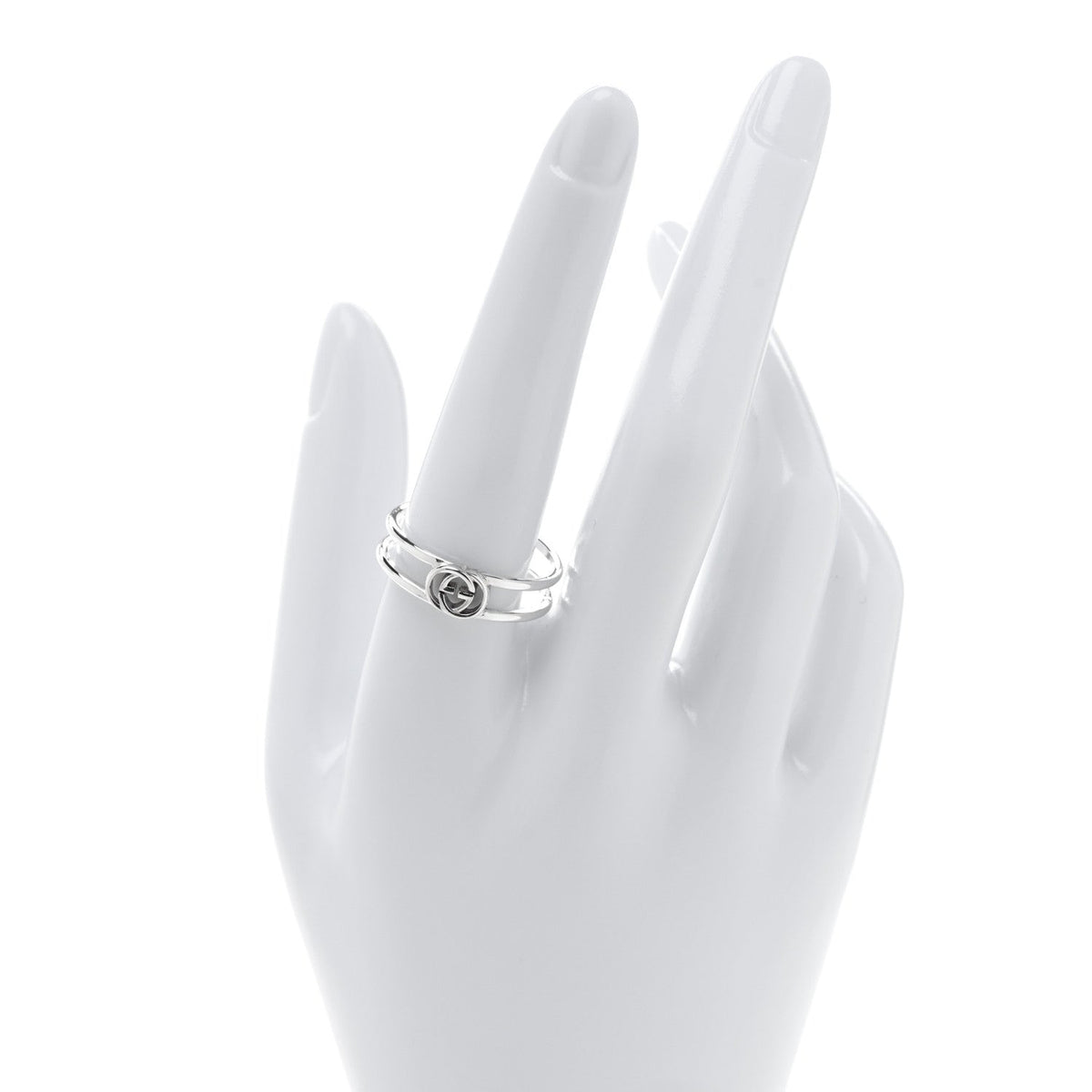 Sterling Silver 6mm Interlocking G Open Band Ring 61 9.5
