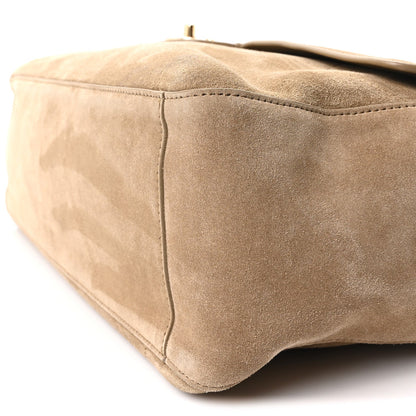Maxi Calfskin Suede Flap Shoulder Bag