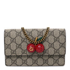 Gucci GG Supreme Monogram Mini Cherry Chain Bag Beige Red